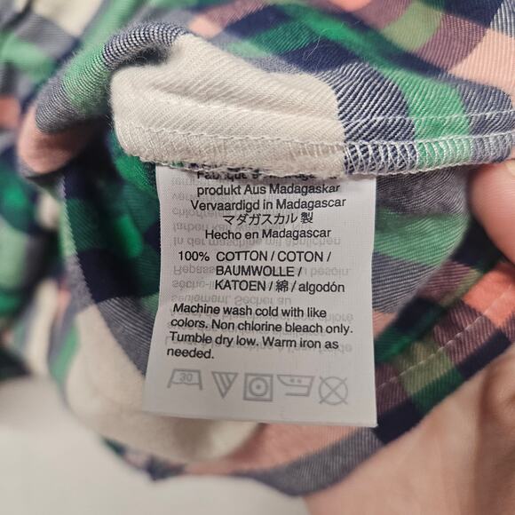 J. Crew Mercantile Green and Pink Plaid Flare sleeve top - Picture 6 of 8